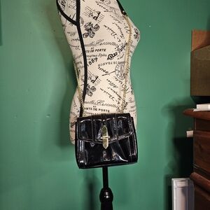 Black Patent Leather Crossbody Bag